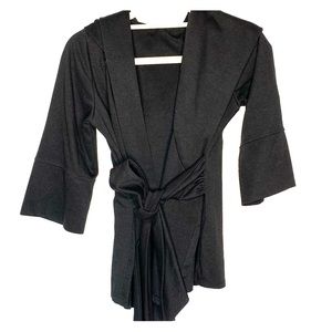 Black kimono wrap hoodie